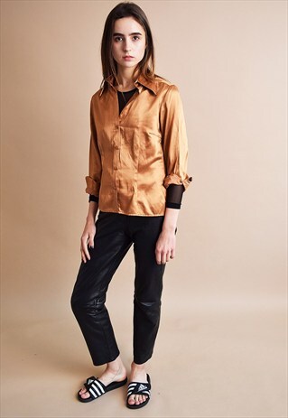 VINTAGE 90'S RETRO MINIMALIST BRONZE SHIRT BLOUSE TOP