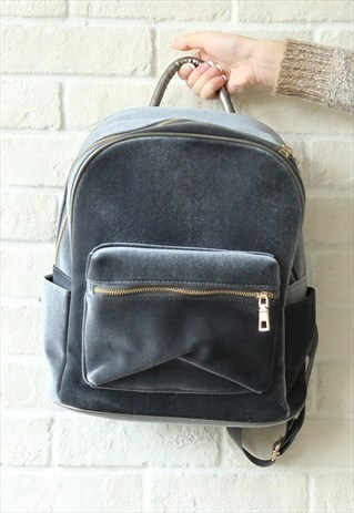 VELVET BACKPACK - GREY