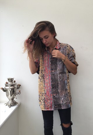 CRAZY PATTERNED OVERSIZED RETRO VINTAGE UNISEX FESTIVAL SHIR