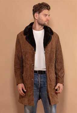 Vintage 70's Men Suede Coat in Brown
