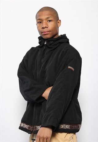 VINTAGE NAPAPIJRI SLEEVE LOGO FULL ZIP JACKET BLACK