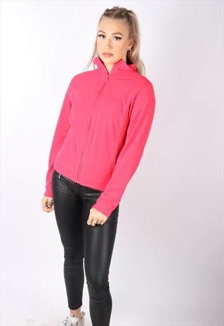 VINTAGE ADIDAS FLEECE JACKET JUMPER SWEATER PINK SMALL 90S