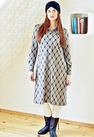 LONG GREY WARM VINTAGE DRESS