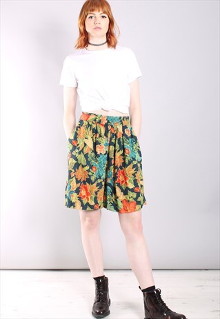 VINTAGE 90S TROPICAL BATIK HIGH WAISTED CULOTTE SHORTS