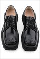 BUTTERFLY DERBY SHOES HIGH FASHION SQUARE TOE BOOTS IN BLACK