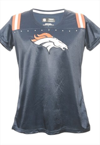 BEYOND RETRO VINTAGE NFL NAVY SPORTS T-SHIRT - L