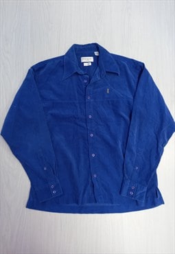 90's Vintage Shirt Cobalt Blue Corduroy 
