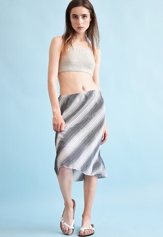 90'S RETRO STRIPED OPTICAL PRINT MOMS MIDI SKIRT