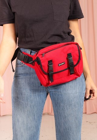 VINTAGE 90S BUM BAG IN RED NYLON