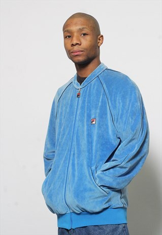 VINTAGE FILA LOGO TRACK TOP JACKET BLUE