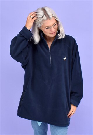 G&G UNISEX NAVY 1/4 ZIP GOOSE FLEECE