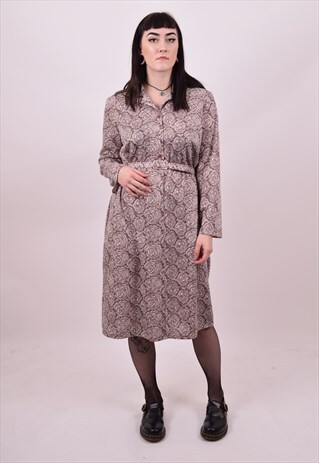 VINTAGE 70'S FLOWER PRINT GRANNY DRESS SIZE 14 16 18