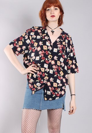VINTAGE 90S FLORAL PATTERNED BLOUSE