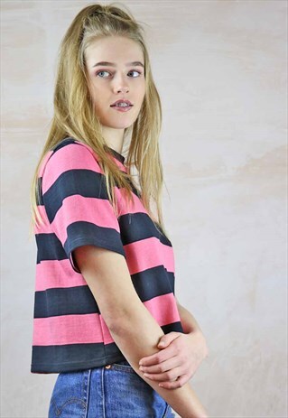 PINK N BLACK STRIPED TOP