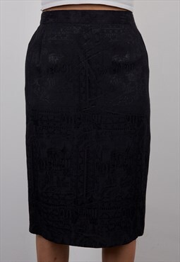 Vintage Puszta Pencil Skirt in Black