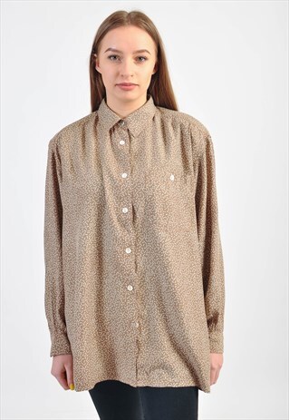 VINTAGE 80' POLKA DOT BROWN SHIRT