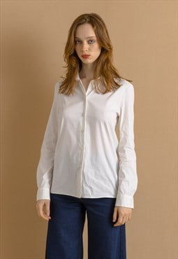 Prada White Cotton Long Sleeve Buttons Up Shirt 7465