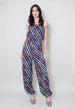 Revival 70's Ladies Vintage Jumpsuit All in One Stripe