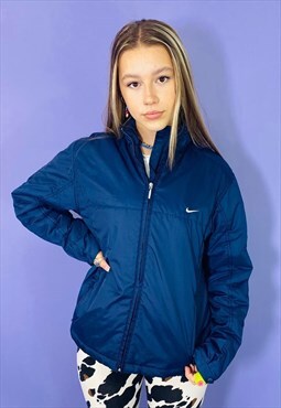 Vintage 90s Nike Swoosh Embroidered Puffer Coat