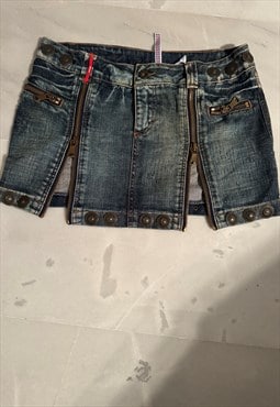 Vintage CLINK London Blue Jeans Mini Skirt. Size M