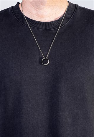 54 FLORAL HALO PENDANT NECKLACE CHAIN - SILVER