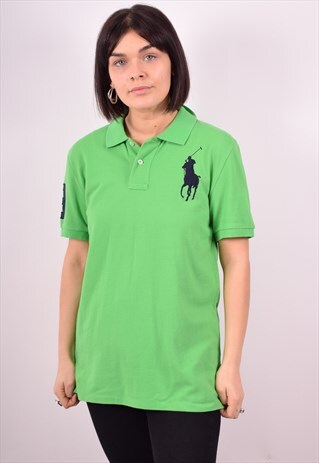 POLO RALPH LAUREN WOMENS VINTAGE POLO SHIRT MEDIUM GREEN 90S
