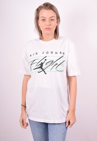 JORDAN WOMENS VINTAGE T-SHIRT TOP LARGE WHITE 90'S