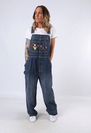 DENIM DUNGAREES WINNIE THE POOH WIDE TALL LENGTH UK 16 (DAL