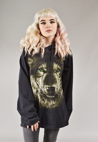 VINTAGE WOLF HOODIE BLACK