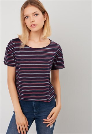 RAW HEM STRIPED T-SHIRT