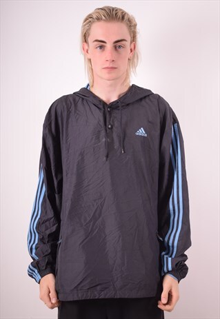 ADIDAS MENS VINTAGE HOODED PULLOVER TRACKSUIT TOP XL 90S