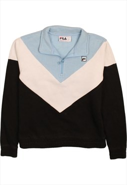 Vintage 90's Fila Sweatshirt Heavyweight Quater Zip Black