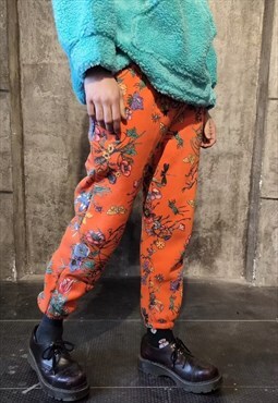 Sunflower joggers slim fit daisy overalls in orange floral