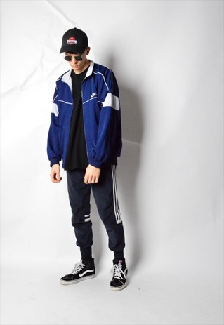 VINTAGE 90S NAVY BLUE NIKE TRACK JACKET