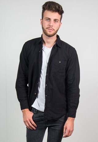 VINTAGE PLAIN BLACK FLANNEL SHIRT