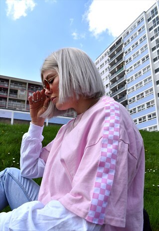 G&G UNISEX PINK CHEQUERED S/S TEE