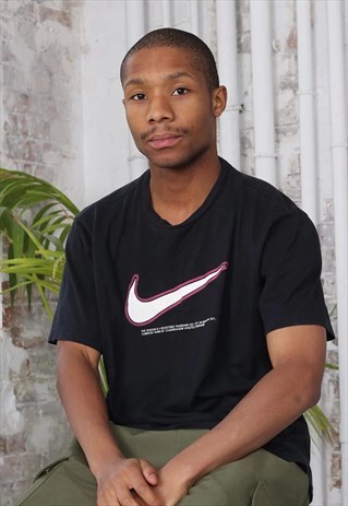 VINTAGE NIKE BIG LOGO SWOOSH T-SHIRT BLACK