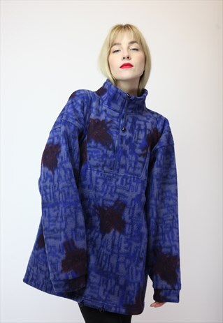 VINTAGE 90'S OVERSIZE FLEECE SWEATSHIRT IN BLUE