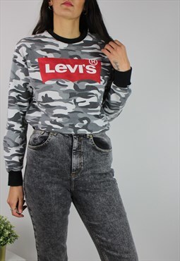 Vintage Levi's Sweatshirt w Logo Front in Camo Pattern