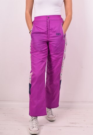 ASICS WOMENS VINTAGE SKI TROUSERS SMALL PURPLE 90S