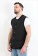 COUNTRY BLUE VEST GILET WOOL METAL BUTTON UP KNIT SLEEVELESS