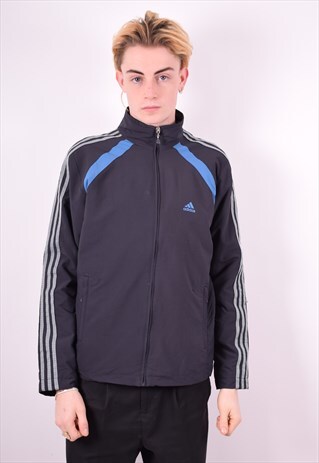 ADIDAS MENS VINTAGE TRACKSUIT TOP JACKET LARGE BLUE 90'S