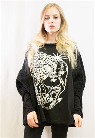 SKULL PRINT OVERSIZE SWEATSHIRT JUMPER