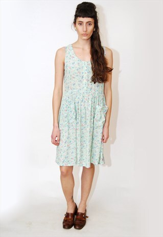 FLORAL SUNDRESS (M) VINTAGE 90S SUN DRESS MINI GRUNGE SUMMER