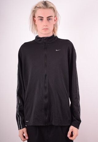 NIKE MENS VINTAGE TRACKSUIT TOP JACKET XL BLACK 90S