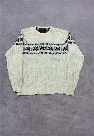 VINTAGE KNITTED JUMPER ABSTRACT PATTERNED KNIT SWEATER