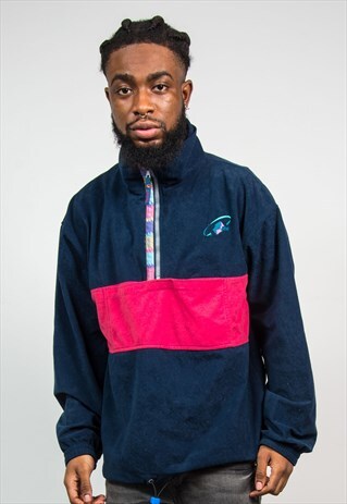 90'S VINTAGE VELOUR QUARTER ZIP SWEATSHIRT
