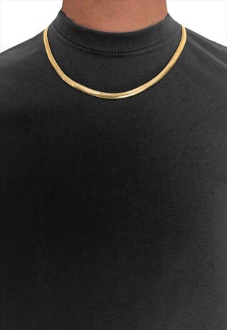 24" 6MM HERRINGBONE SNAKE NECKLACE CHAIN - GOLD