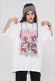 Hip-hop t-shirt rapper print tee grunge gangster top white