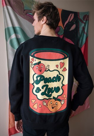 PEACH AND LOVE MEN'S SLOGAN SWEATSHIRT